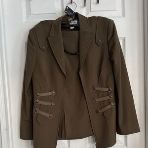 Versace Olive Green Military-Inspired Women's Blazer